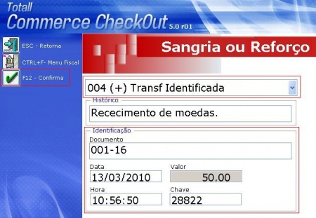 Transferência Identificada  - Reforço.