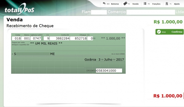 Pagamento com Cheque