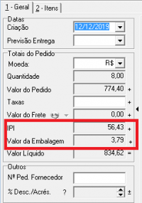 Aba do Pedido de Compra