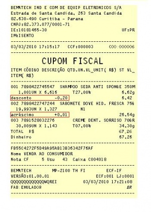 Desconto/Acréscimo no Item. Requisito XXI Versão 1.3 do PAF-ECF de 07/2009.